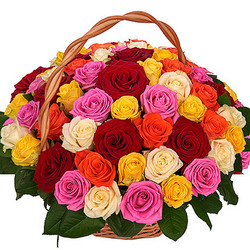 Basket "51 multicolored roses"