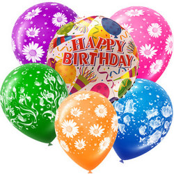 Mix of helium balloons "Happy Birthday"