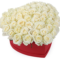 Composition in a box "51 white roses"