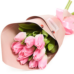 Весняний букет "9 рожевих тюльпанів"