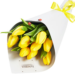 Spring bouquet "9 yellow tulips"