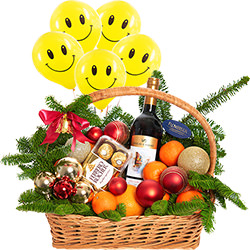 Basket "Holiday Magic!" + Collection of balloons "Smilies" 