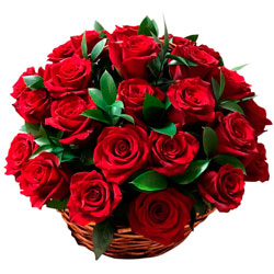 Basket of 35 red roses