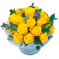 Цветы в коробке "21 желтая роза"