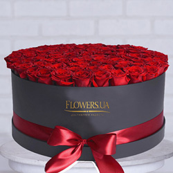 Квіти в чорній коробці "101 червона троянда"!