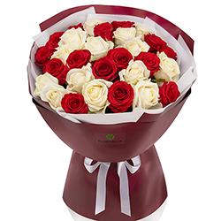 Bouquet "25 red and white roses"