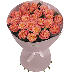 “25 Miss Piggy roses” mono-bouquet