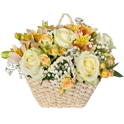 Basket of flowers "Way to the Heart"