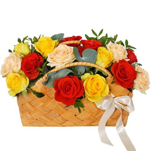 Basket of flowers "Roses as a gift"