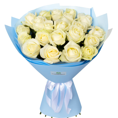 21 white roses 