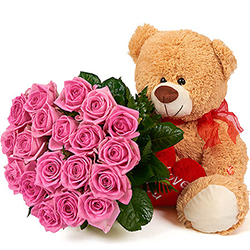 Bear with a bouquet