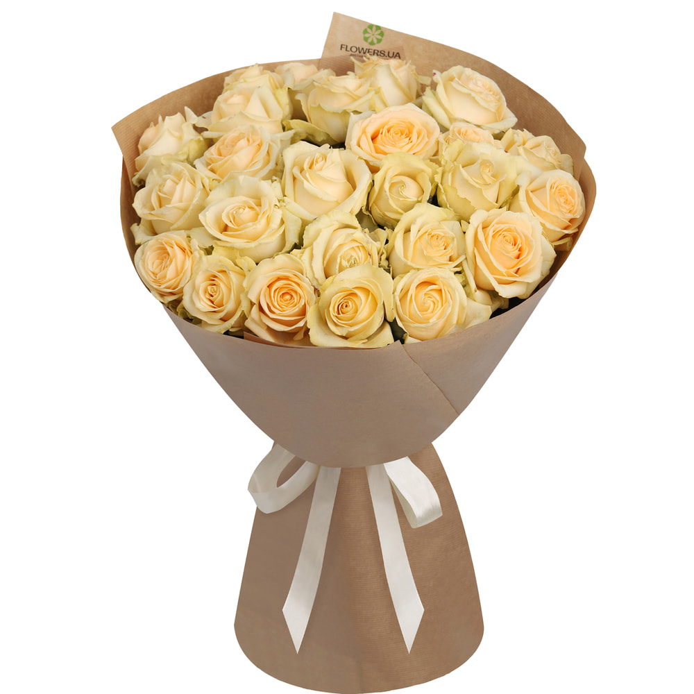 21 cream roses bouquet — order delivery to Ukraine. Buy Now! Price ...